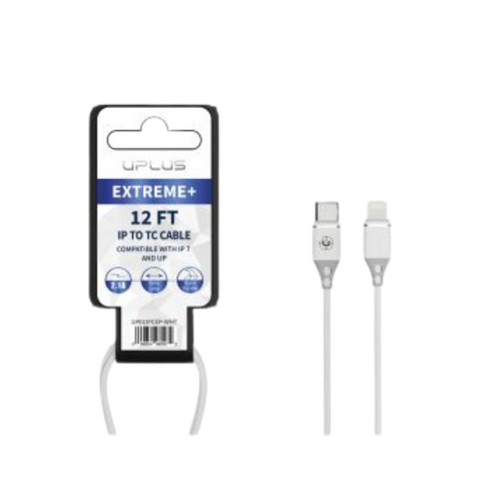 UPLUS EXTREME+ 12FT IPHONE TO TYPE-C CABLE - WHITE