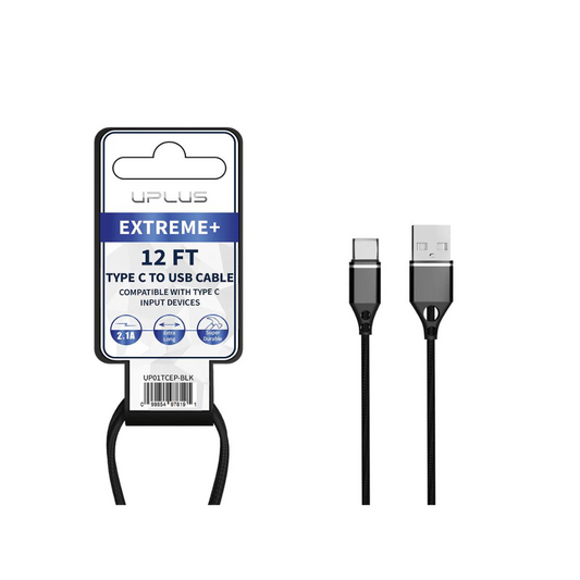 UPLUS EXTREME+ 12FT TYPE-C TO USB CABLE - BLACK