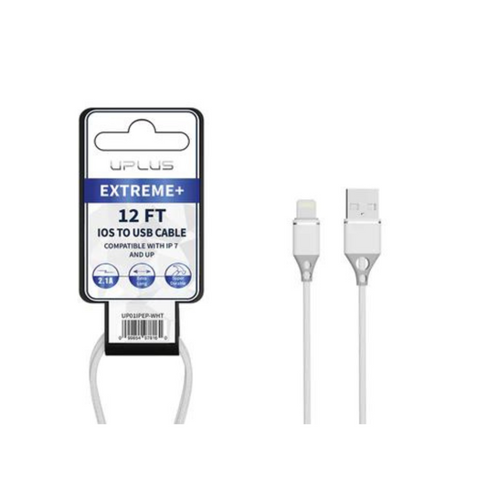 UPLUS EXTREME+ 12FT IPHONE TO USB CABLE - WHITE