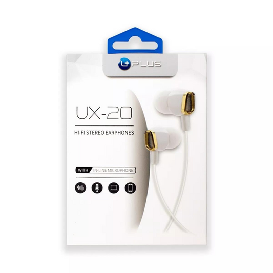 UPLUS UX-20 WITH IN-LINE MICROPHONE (WHITE/GOLD)