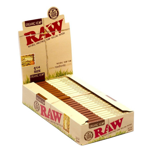 RAW ORGANIC HEMP 1 1/4 SIZE NATURAL UNREFINED HEMP ROLLING PAPERS - PACK OF 24