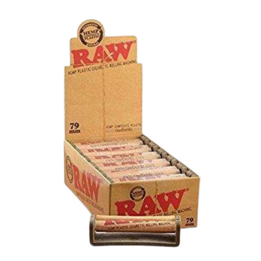 RAW HEMP PLASTIC 79MM CIGARETTE ROLLER - PACK OF 12