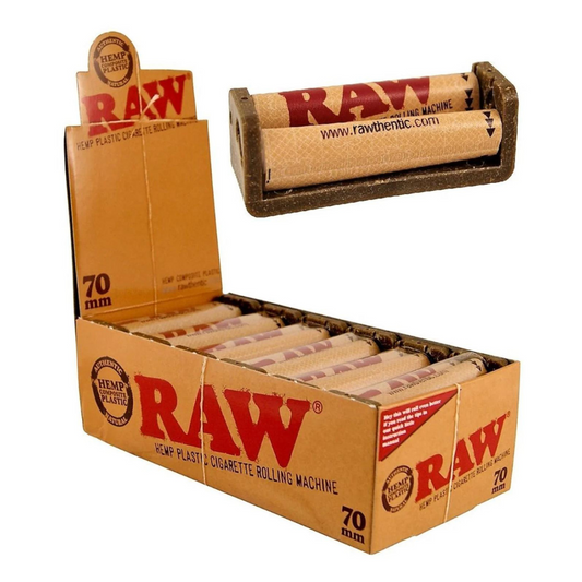 RAW HEMP PLASTIC 70MM CIGARETTE ROLLER - PACK OF 12