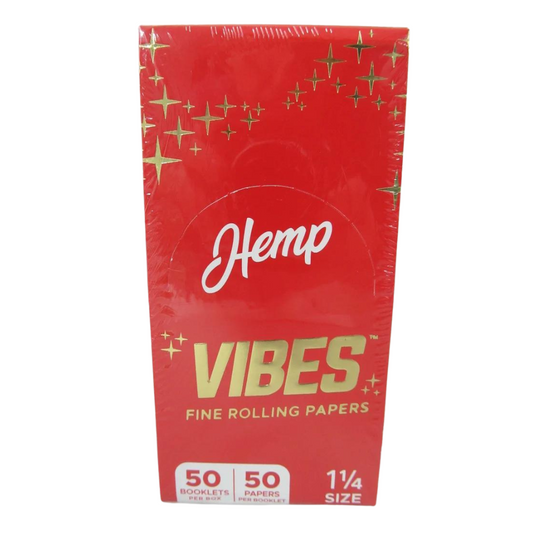 VIBES HEMP 1 1/4 SIZE FINE ROLLING PAPERS 50 BOOKLETS BOX / 50 PAPERS PER BOOKLET