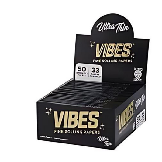 VIBES ULTRA THIN FINE ROLLING PAPER 50 BOOKLETS PER BOX / 33 PAPERS PER BOOKLET