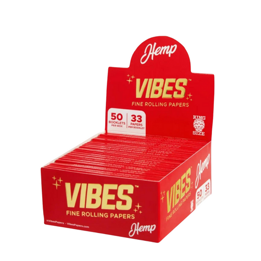 VIBES HEMP FINE ROLLING PAPERS 50 BOOKLETS BOX /33 PAPERS PER BOOKLET