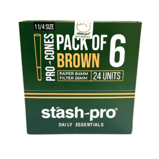 STASH PRO BROWN CONES PACK OF 24 - DISPLAY OF 6