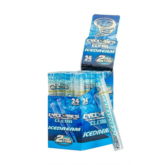 CYCLONES PRE ROLLED CLEAR CONES PACK OF 48 - DISPLAY OF 24