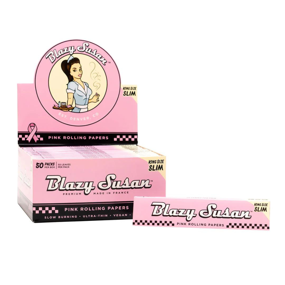 BLAZY SUSAN PINK KING SIZE SLIM ROLLING PAPERS - PACK OF 50