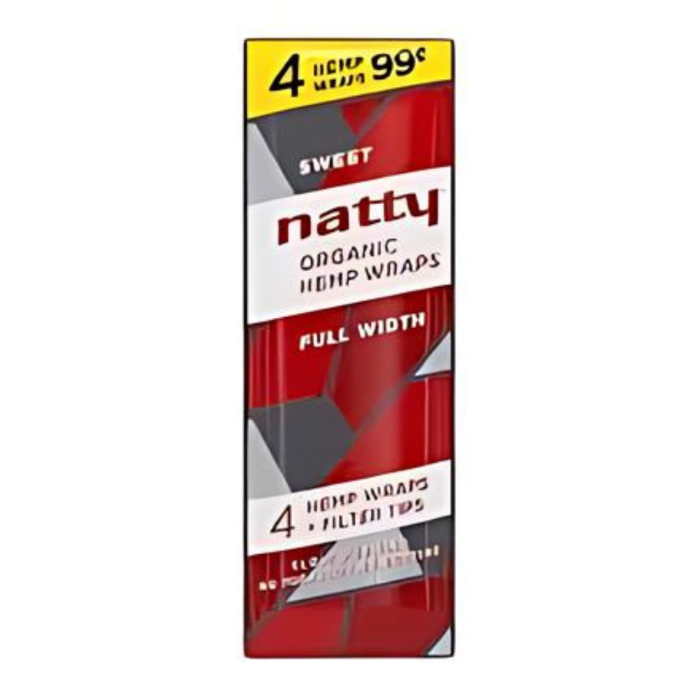 NATTY HEMP WRAPS FULL WIDTH PACK OF 4 EACH - DISPLAY OF 15