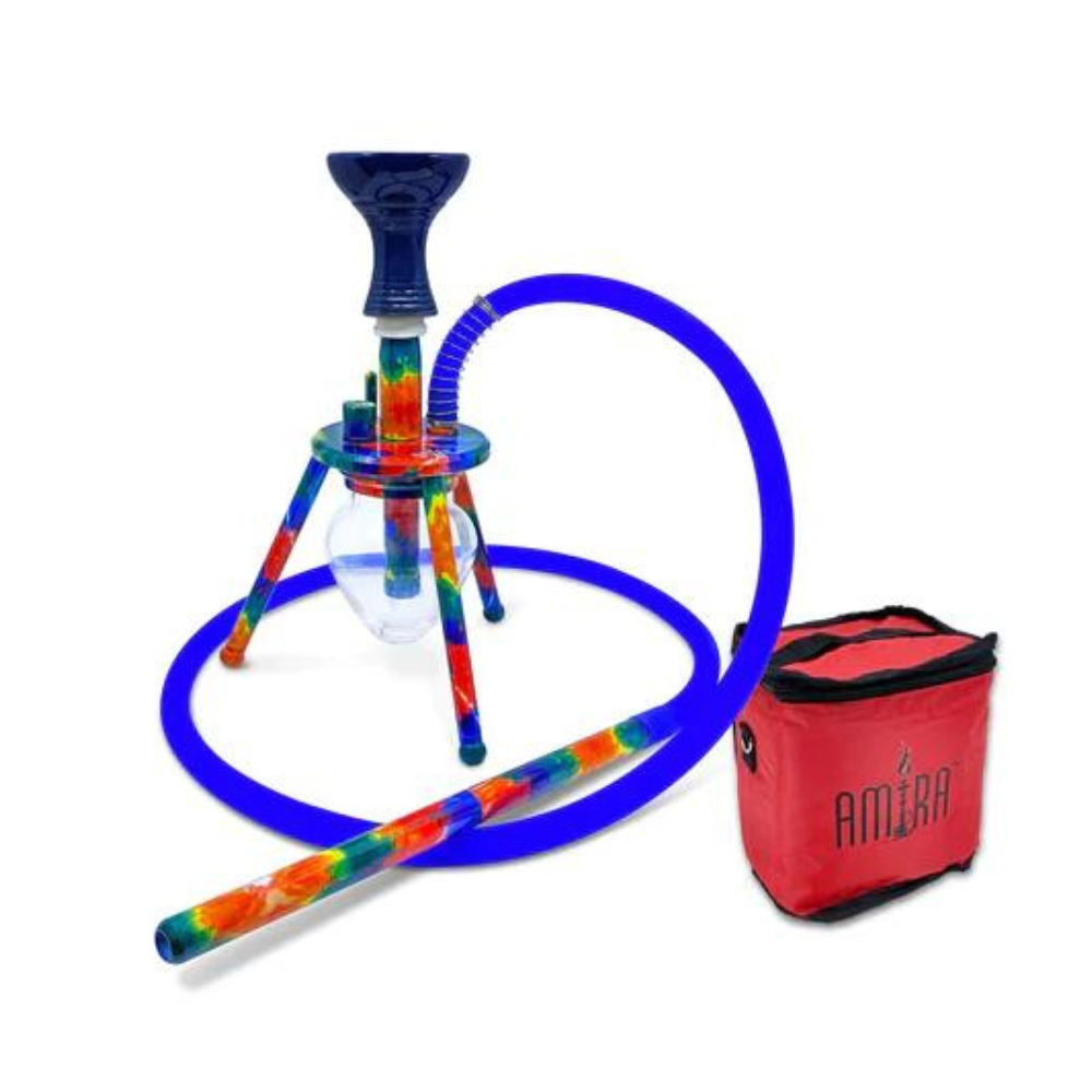 AMIRA 12 INCHES MINI SPIDER TABLETOP HOOKAH ASSORTED - RED BAG