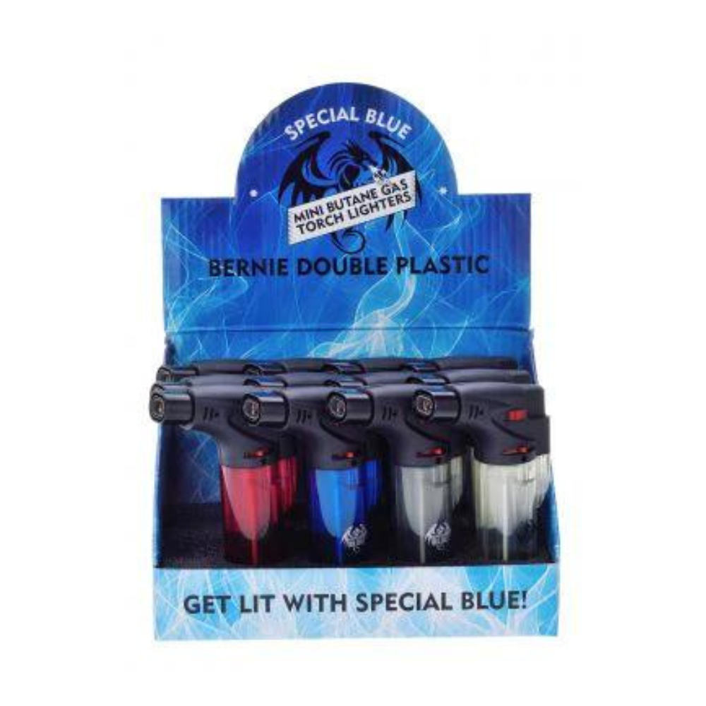 SPECIAL BLUE BERNIE DOUBLE PLASTIC LIGHTER - PACK OF 12
