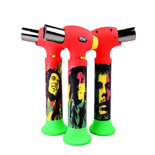 BOB MARLEY TECHNO TORCH SINGLE FLAME LIGHTERS - PACK OF 6