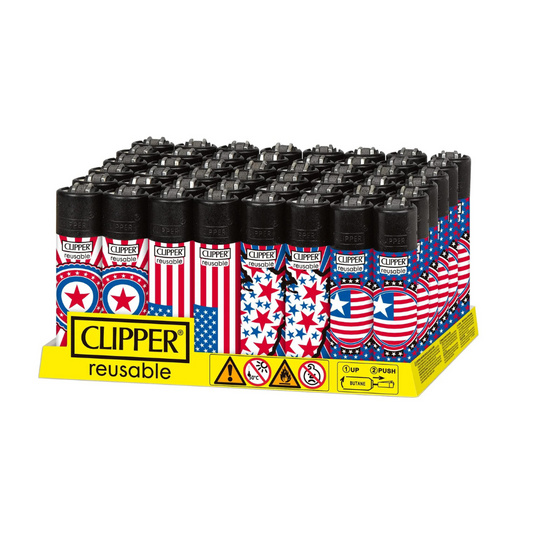 CLIPPER REUSABLE NATIONAL STAR BUTANE LIGHTER - PACK OF 48