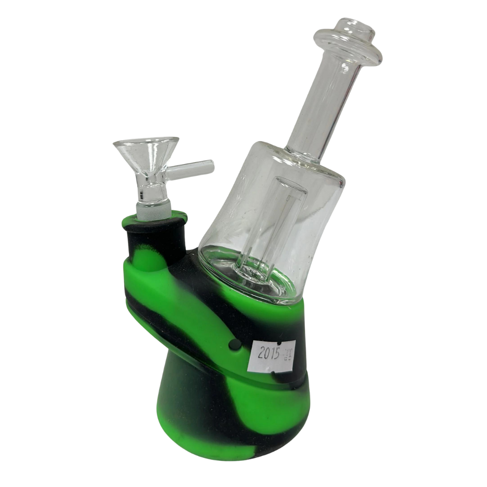 6 INCHES SILICONE RIG WITH GLASS PERCOLATOR WATER PIPE (SWP32)