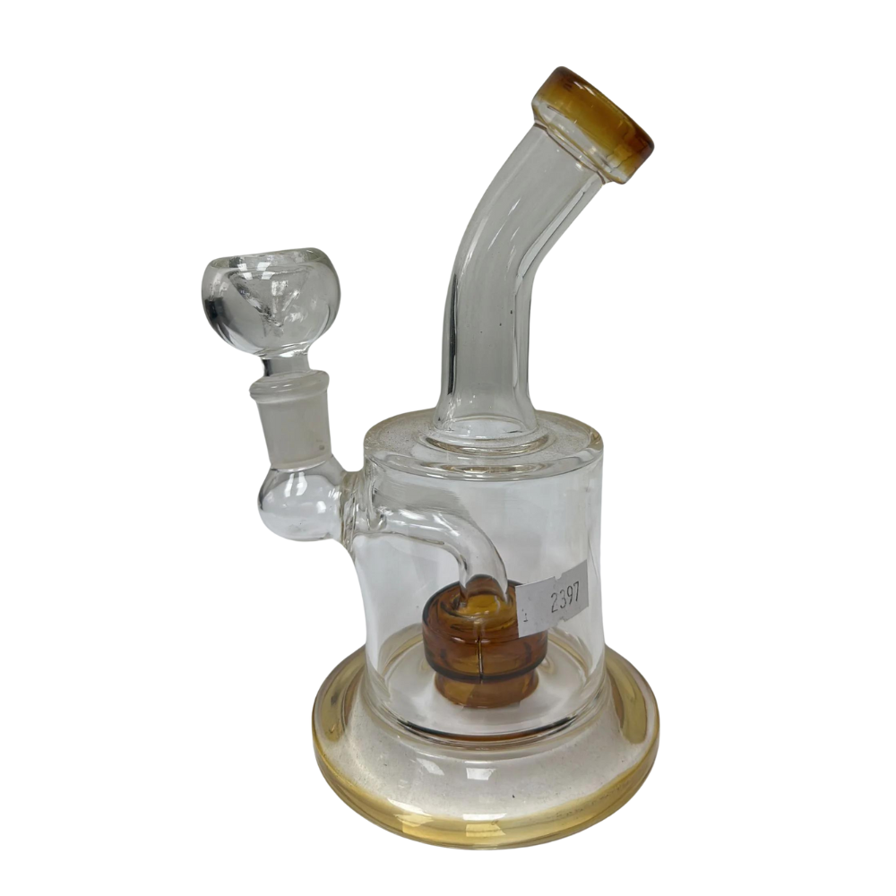 6 INCHES CYLINDRICAL BENT GLASS WATER PIPE ASSORTED COLORS (WP16)