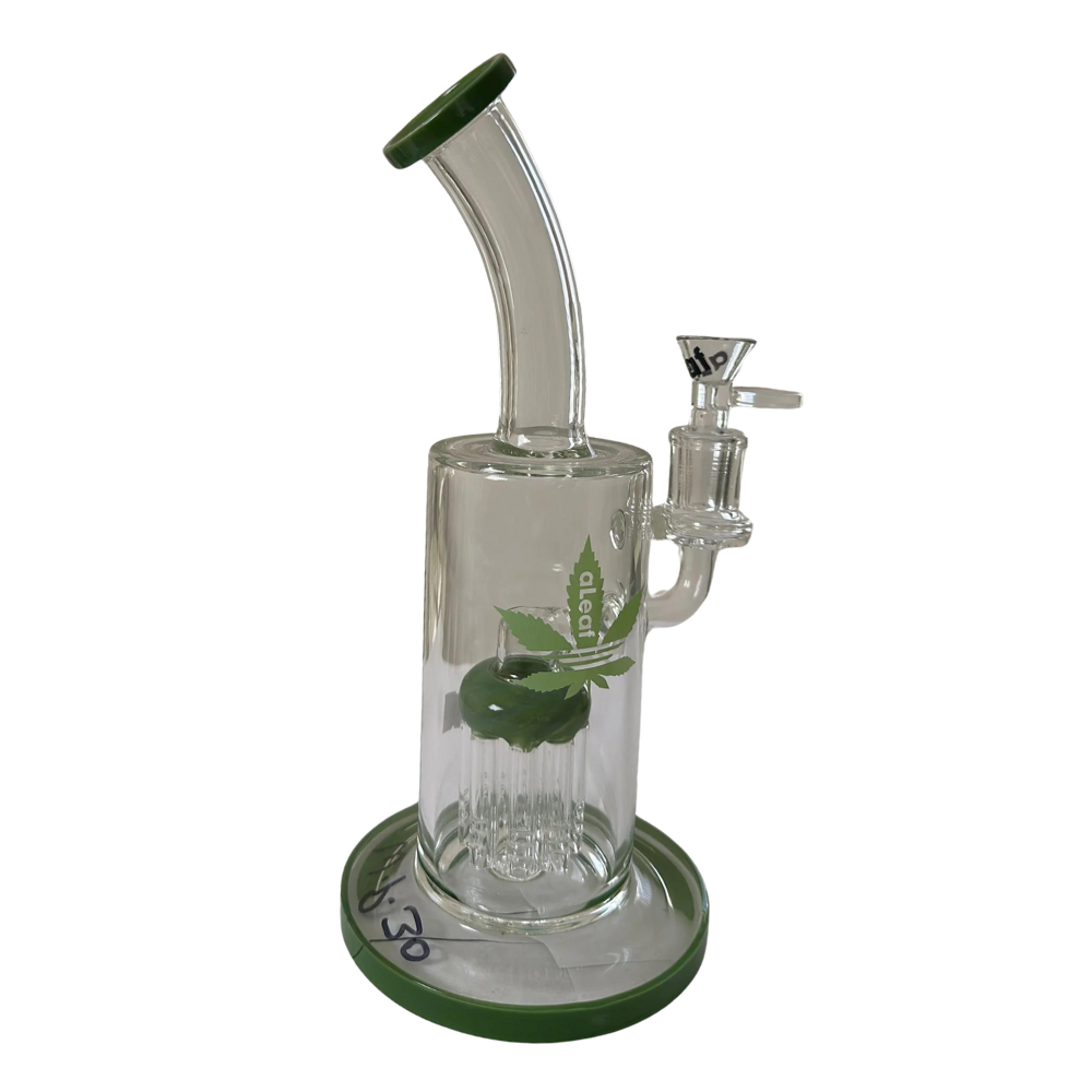 9 INCHES ALEAF GLASS WATER PIPE ASSORTED COLORS (WP130)