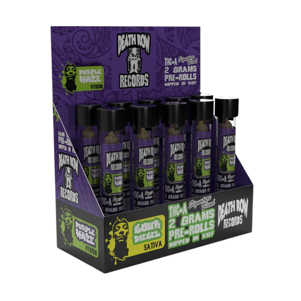 DEATH ROW RECORDS DELTA D8+D9 DIPPED IN KIEF 2G PRE-ROLLS - PACK OF 10