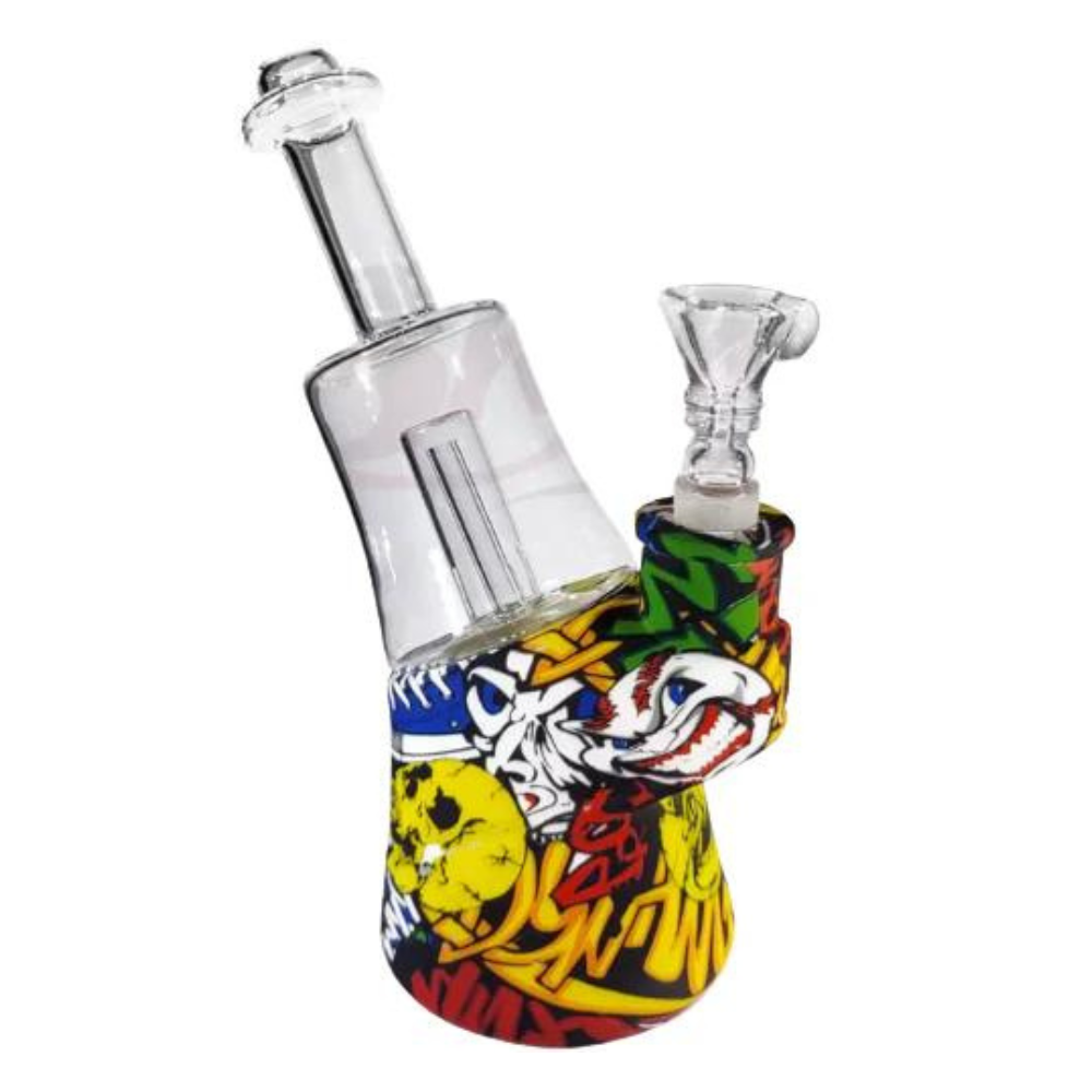 6.5 INCH SILICONE /GLASS BANGER HANGER WITH DOME PERC ASSORTED COLOR AND DESIGN