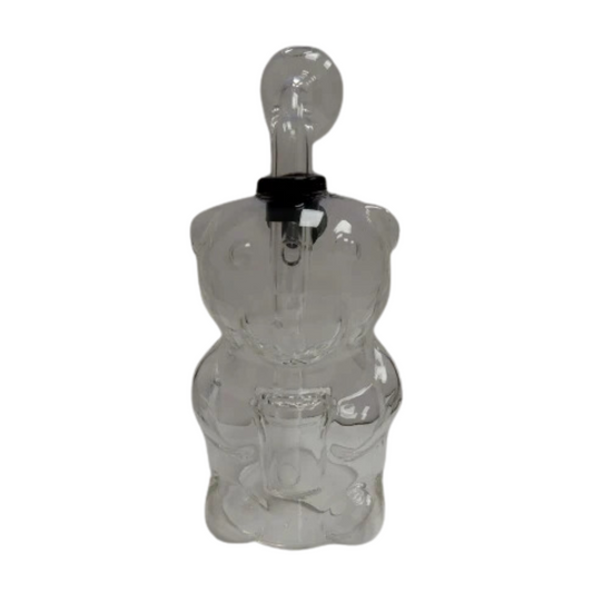 5.5 INCHES OIL BURNER BUBBLER BEAR DESIGN CLEAR GLASS ASSORTED (WOB7)