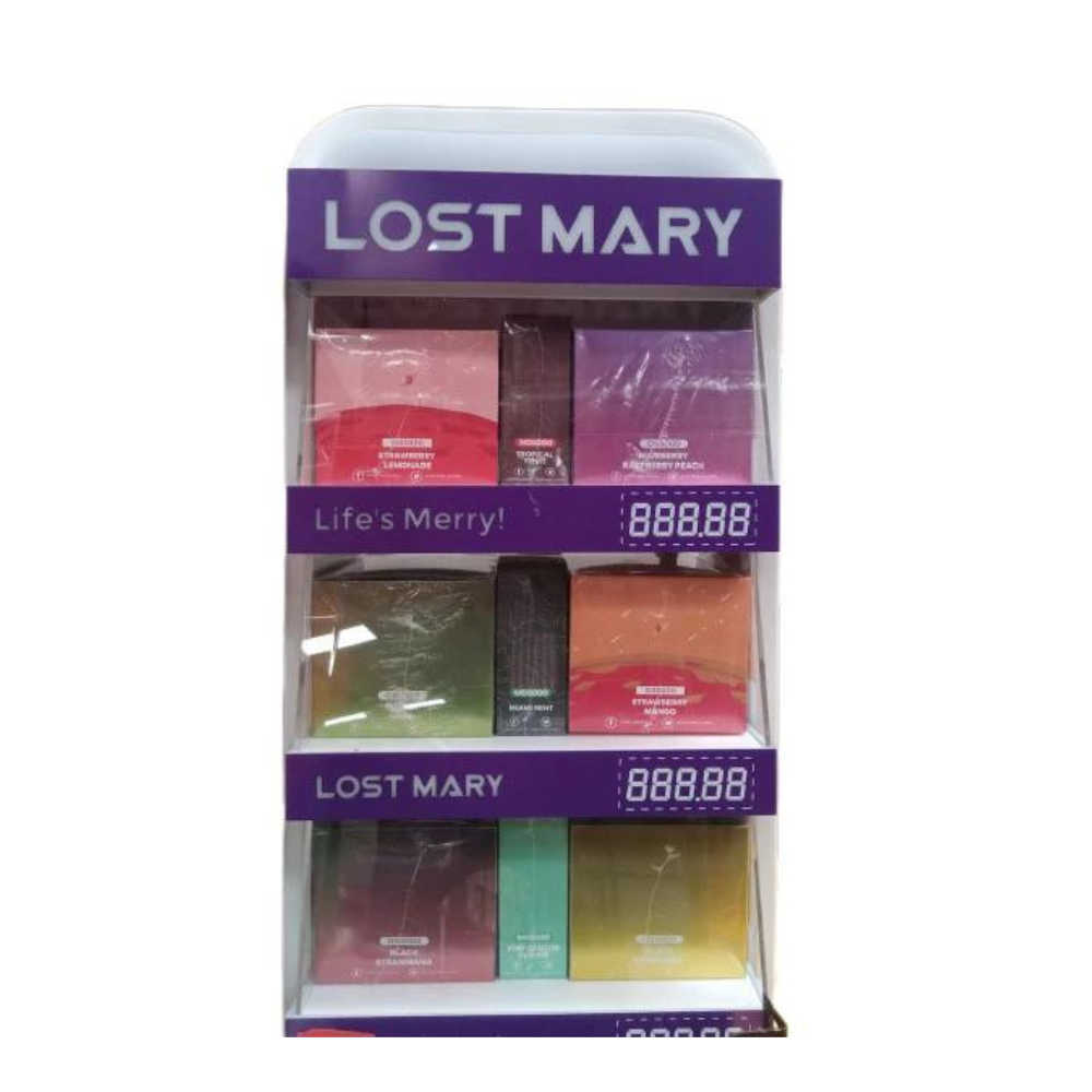 LOST MARY OS 5000 PUFFS AND MO 5000 PUFFS DISPOSABLE - FULL DISPLAY WITH ASSORTED 9 DISPLAY BOXES