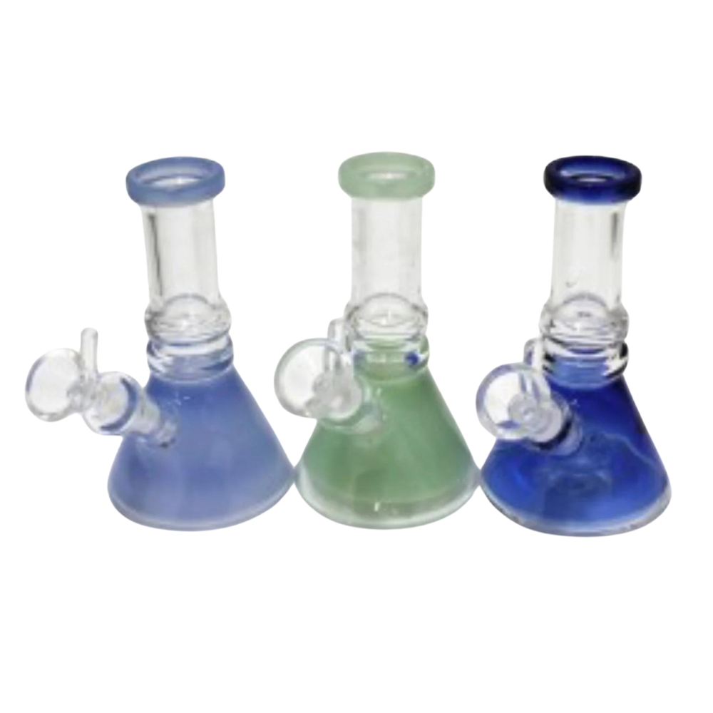 4 INCHES DOUBLE RING MINI GLASS WATER PIPE ASSORTED COLORS (WP161)