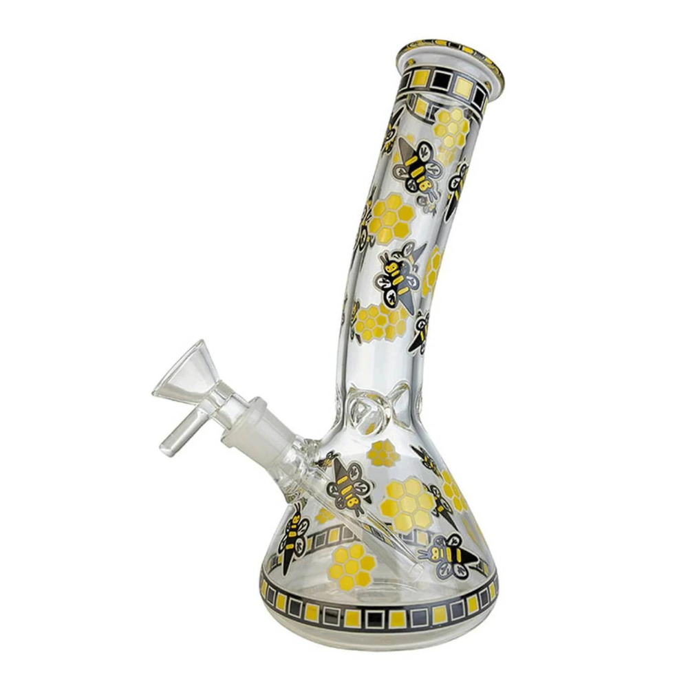 7.5 INCHES HONEY BEE BENT BEAKER WATER PIPE ASSORTED (WP11)