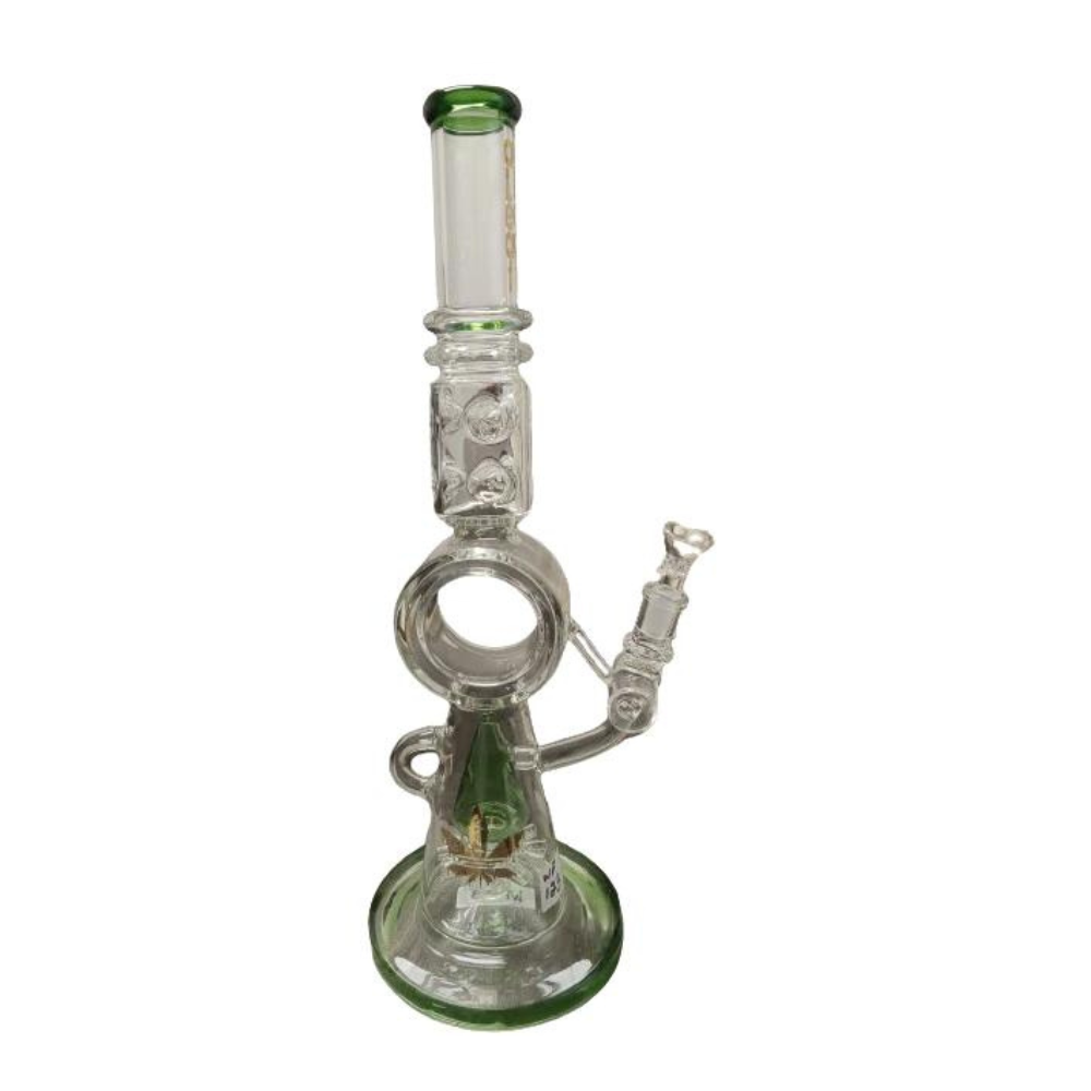 18.5 INCHES ALEAF RECYCLER STYLE DONUT PERCOLATOR GLASS WATER PIPE (WP123)