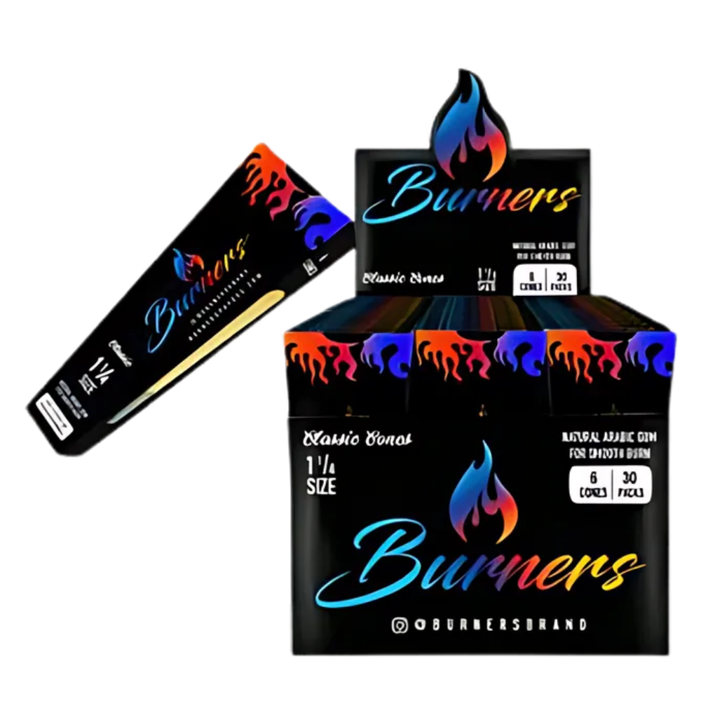 BURNERS PREROLLED 1 1/4 PACK OF 6 CONES - DISPLAY OF 30 PACKS