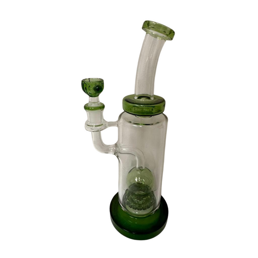 9.5 INCHES BENT NECK PERCOLATOR GLASS WATERPIPE ASSORTED COLORS