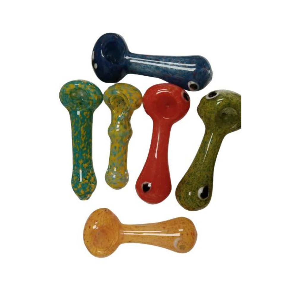 MULTICOLOR GLASS HAND PIPE (SPOON) ASSORTED - PACK OF 3 (HP6)