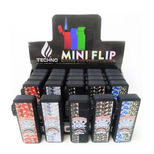 TECHNO TORCH MINI FLIP RICKWOODS LIGHTER - PACK OF 20