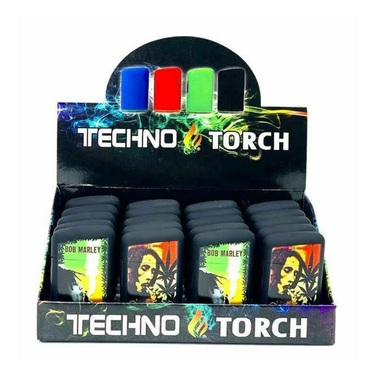 TECHNO TORCH BOB MARLEY FLIP TOP BUTANE LIGHTER TORCH - PACK OF 20