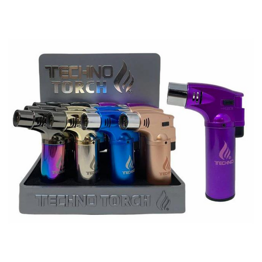 TECHNO TORCH SLANT QUAD FLAME LIGHTER - PACK OF 12