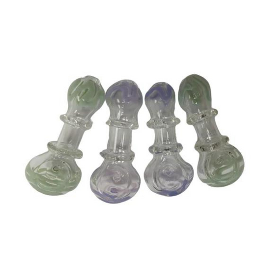 GLASS HAND PIPE (SPOON) ASSORTED IN 3.25 INCHES & 2.75 INCHES - PACK OF 8 (HP38)