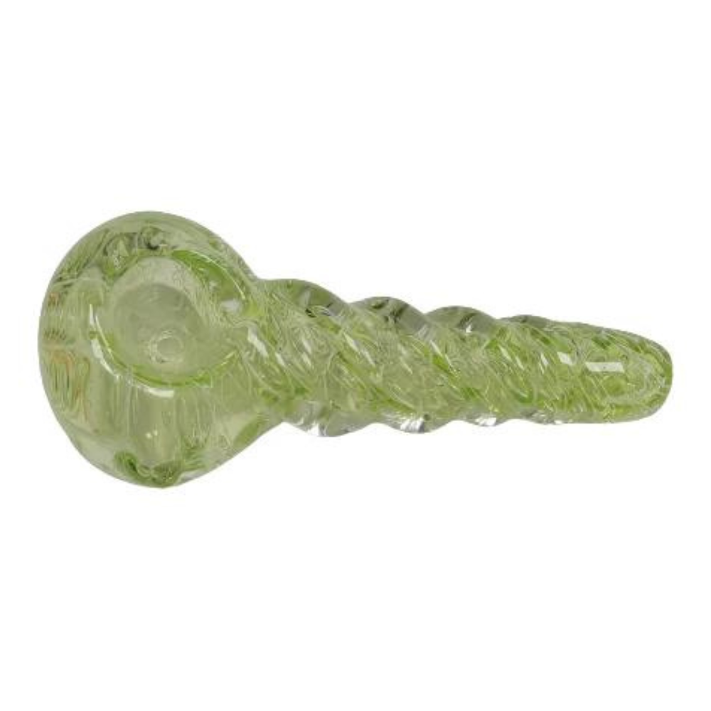 GREEN SPIRAL 4.5 INCHES HAND PIPE (SPOON) ASSORTED - PACK OF 4 (HP48)