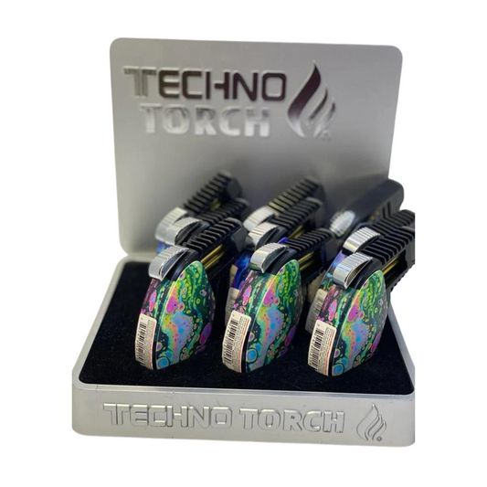 TECHNO TORCH FANCY SINGLE FLAME LIGHTER - PACK OF 9