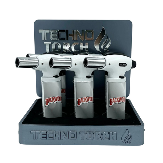 BACKWOODS TECHNO TORCH SINGLE FLAME LIGHTERS - PACK OF 6