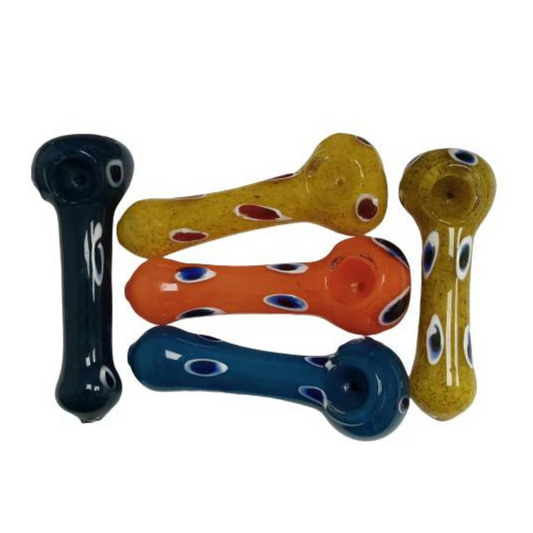MULTI COLOR 4.5 INCHES GLASS HAND PIPE (SPOON) ASSORTED - PACK OF 5 (HP13)