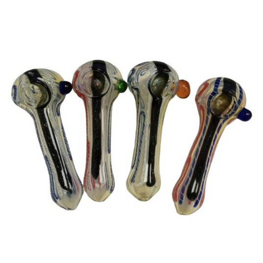 MULTI COLOR 4.5 INCHES GLASS HAND PIPE (SPOON) ASSORTED - PACK OF 5 (HP11)