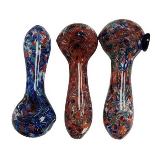 MULTI COLOR 4.5 INCHES GLASS HAND PIPE (SPOON) ASSORTED - PACK OF 5 (HP1)