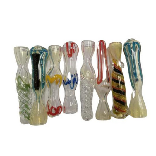 FANCY GLASS CHILLUMS IN 3 INCHES AND 3.5 INCHES CHP1,CHP2, CHP3 ASSORTED - PACK OF 10