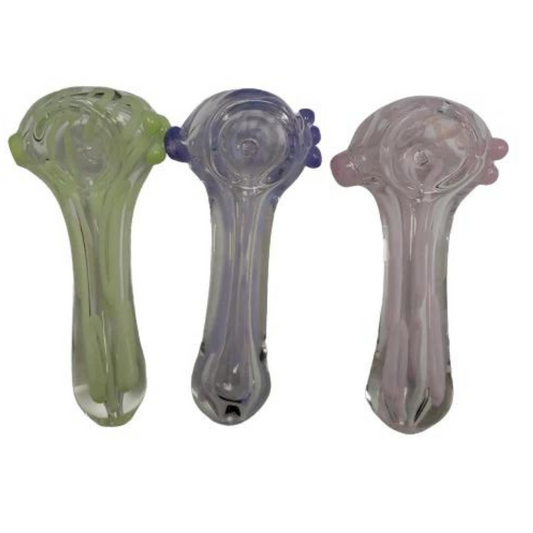 3.3 INCHES GLASS HAND PIPE (SPOON) ASSORTED - PACK OF 5 (HP37)