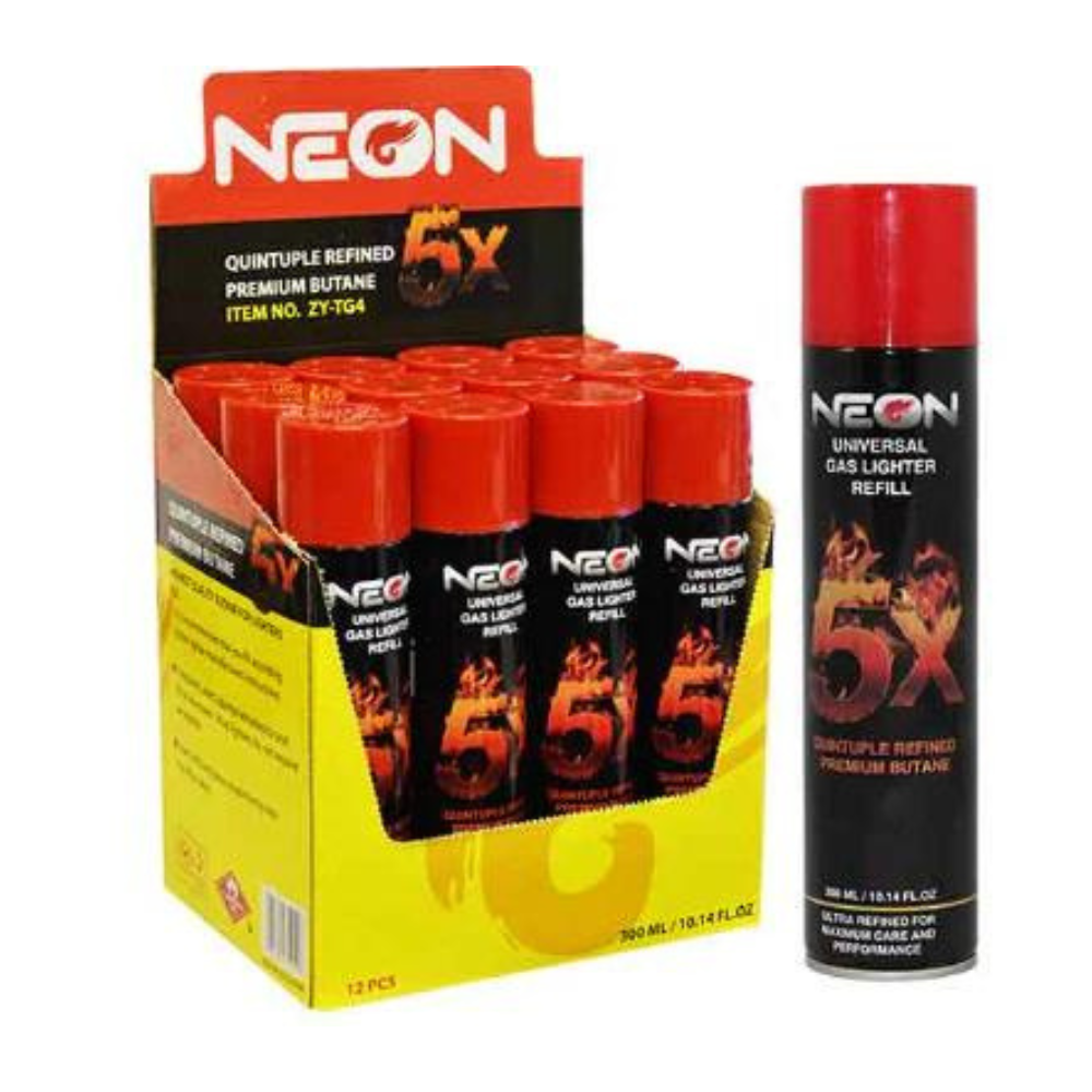 NEON BUTANE 5X UNIVERSAL GAS LIGHTER 300ML REFILL - PACK OF 12