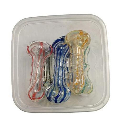 2.75 INCHES 3 INCHES AND 3.25 INCHES GLASS HAND PIPE ASSORTED - PACK OF 6 (HP70)