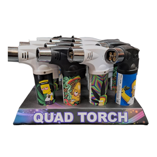 TECHNO TORCH SIMPSON QUAD FLAME LIGHTER - PACK OF 12