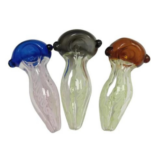 GLASS HAND PIPE (SPOON) ASSORTED IN 4.5 INCHES - PACK OF 3 (HP49)