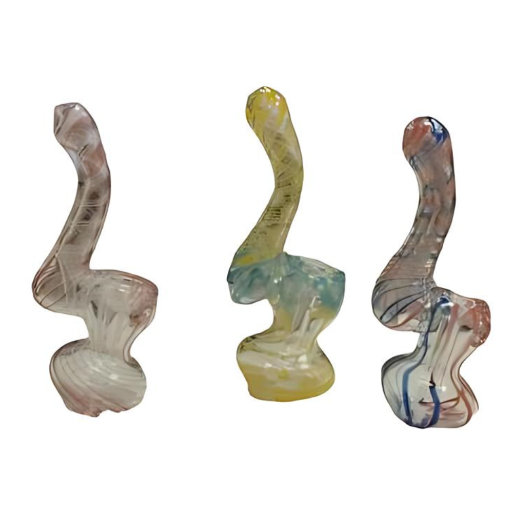 4.5 INCHES BUBBLER GLASS HAND PIPE ASSORTED - PACK OF 6 (HP10)