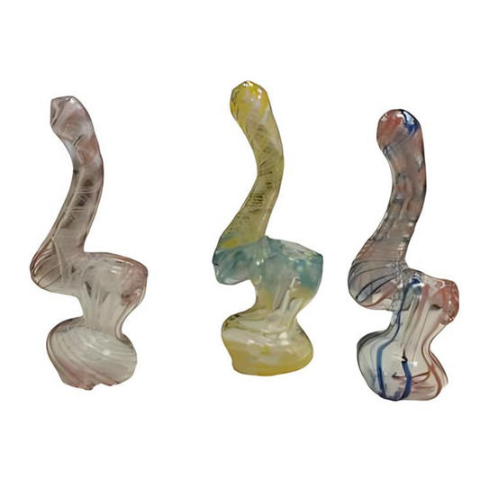 4.5 INCHES BUBBLER GLASS HAND PIPE ASSORTED - PACK OF 6 (HP10)