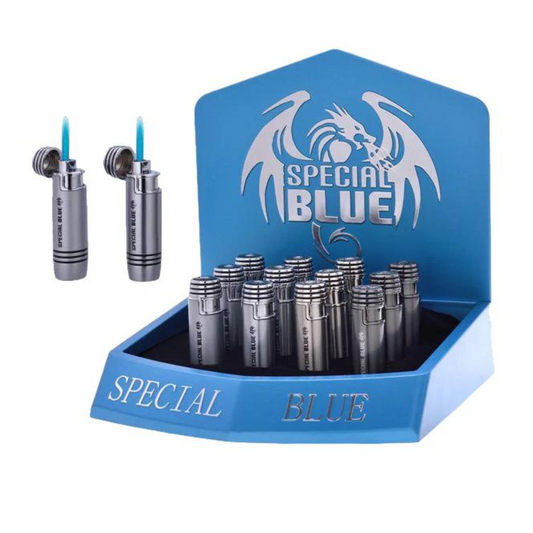 SPECIAL BLUE BULLET DELUXE MINI GAS TORCH DUAL FLAME LIGHTERS - PACK  OF 12